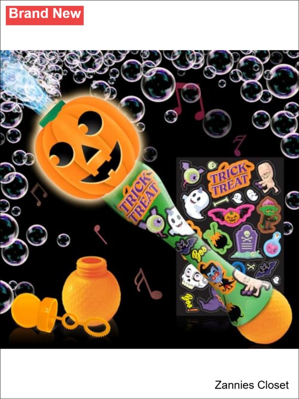 👻 ArtCreativity Halloween Light Up Pumpkin Bubble Wand for Kids LED Music Toy